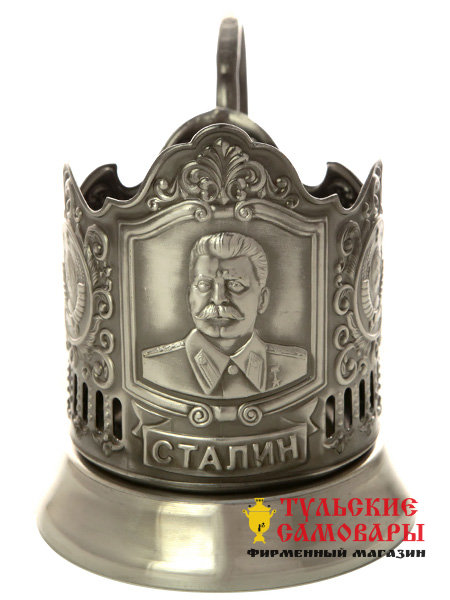 Никелированный подстаканник "Сталин" Кольчугино фото 1 — Samovars.ru