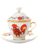 Чашка чайная с крышечкой и блюдцем форма Подарочная-2 рисунок Сувенир Императорский фарфоровый завод фото 1 — Samovars.ru