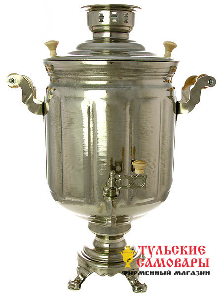 Электрический самовар 10 литров никелированный "цилиндр" граненый, арт. 121040 фото 1 — Samovars.ru